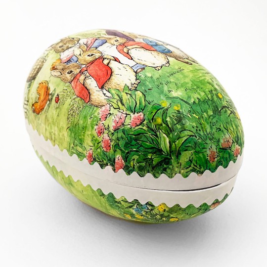 6" Peter Rabbit Bunny Family Papier Mache Easter Egg Container ~ Germany